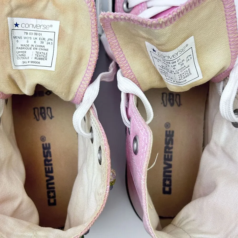 Converse Chuck Taylor All Star Hi Pink Canvas High Top Sneakers M6 / W8 Beaded